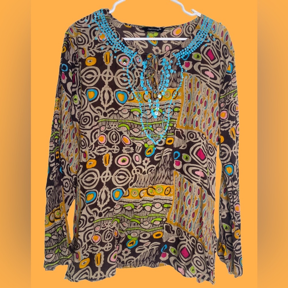 Vibrant Pattern Sequin Top - image 1